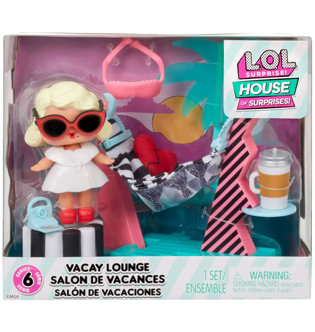 Set papusa LOL Surprise Vacay Lounge - Leading Baby cu 8 surprize