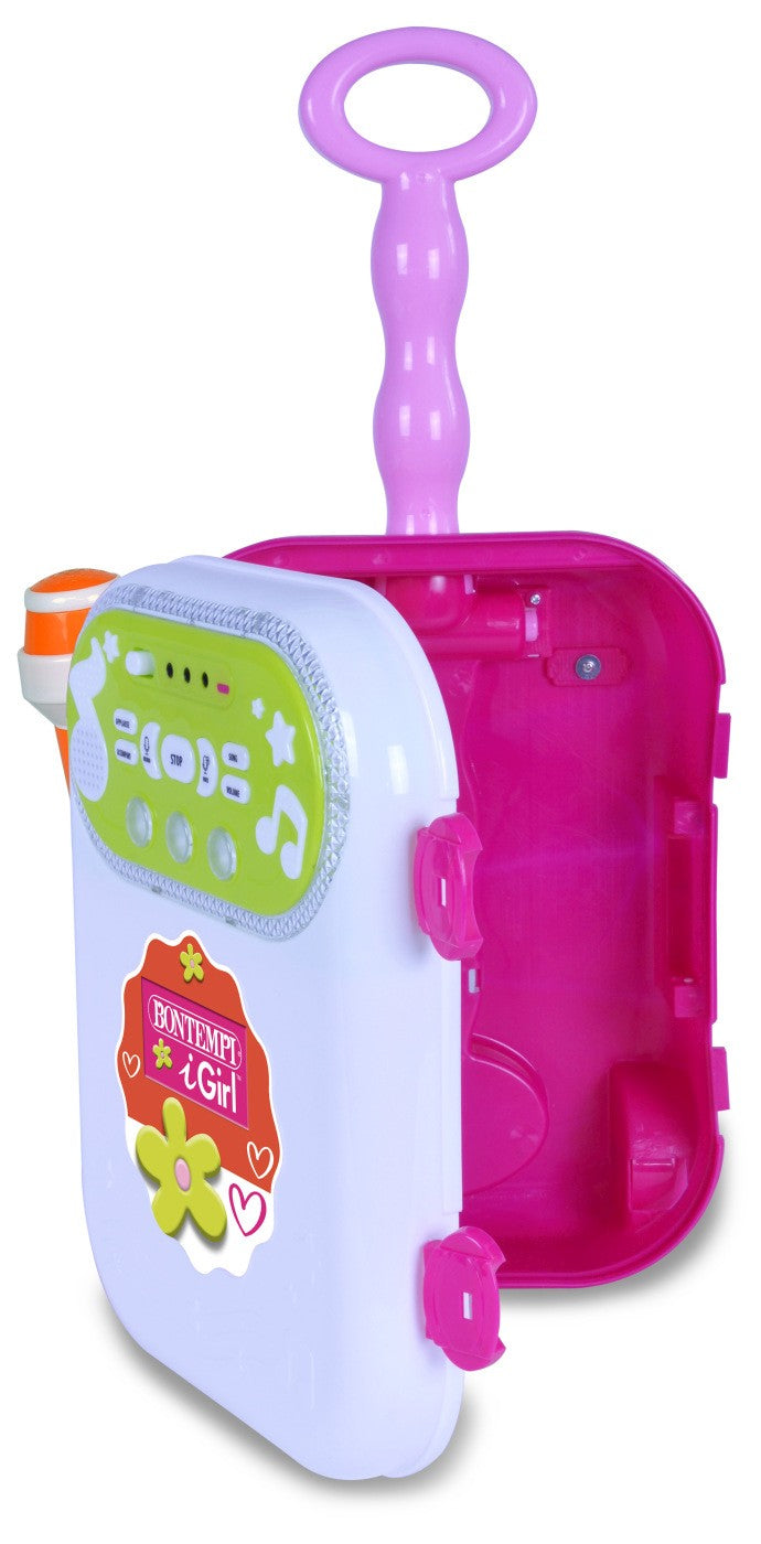 Bontempi Boxa Portabila In Forma De Troler Cu Microfon - roz/alb
