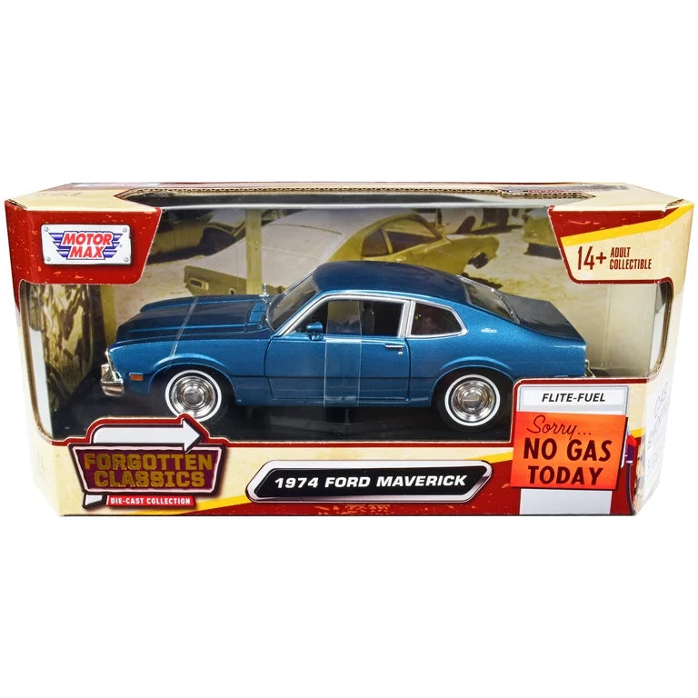 Ford Maverick 1974 albastru - 1/24 Motormax