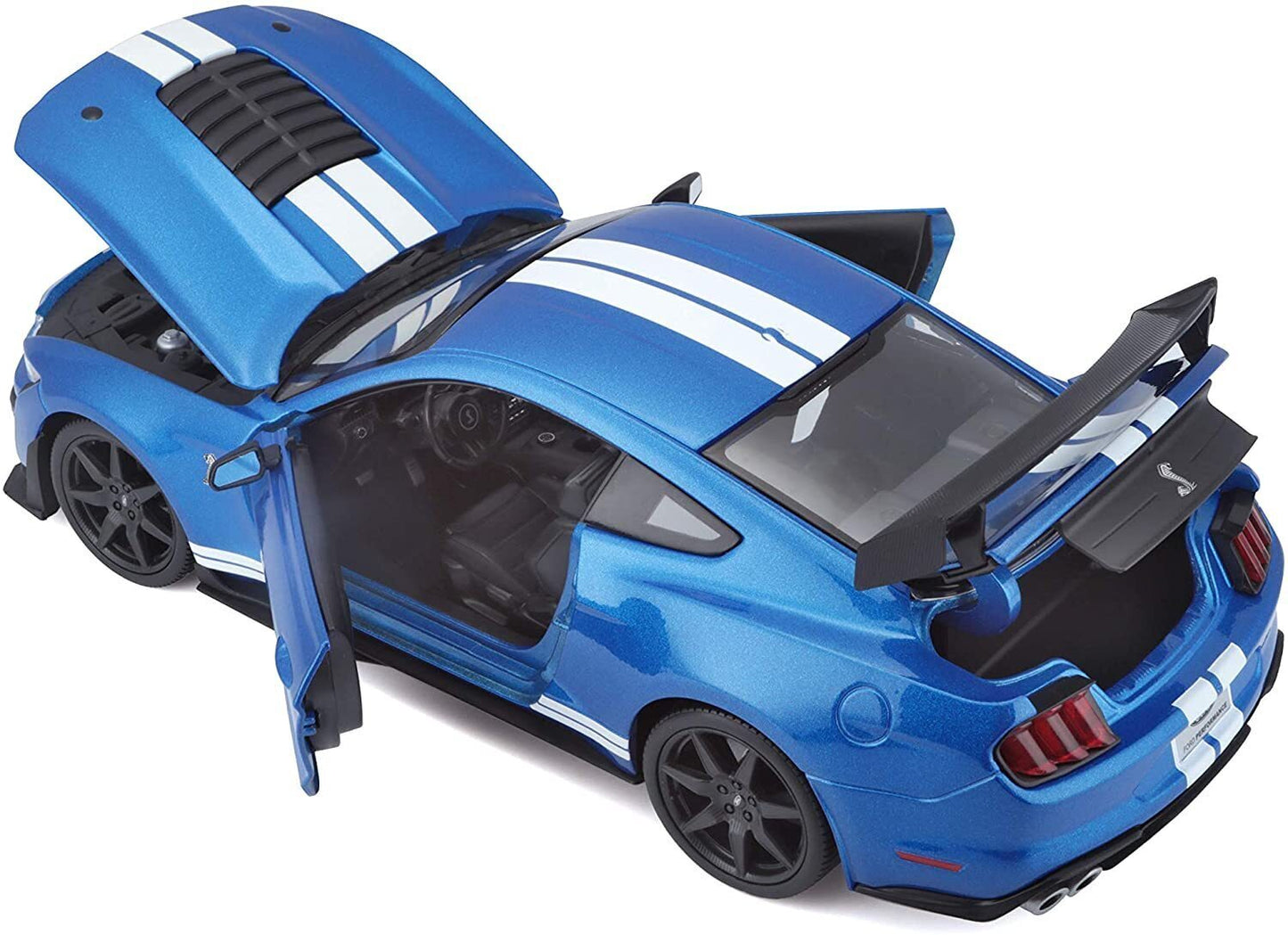Mustang Shelby GT500 2020 albastru cu dungi albe - 1/18 Maisto