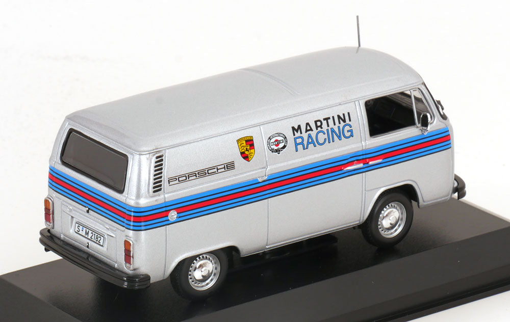 Volkswagen T2 Transporter "Porsche Martini" argintiu 1/627pcs cu vitrina plexiglass - 1/43 Minichamps