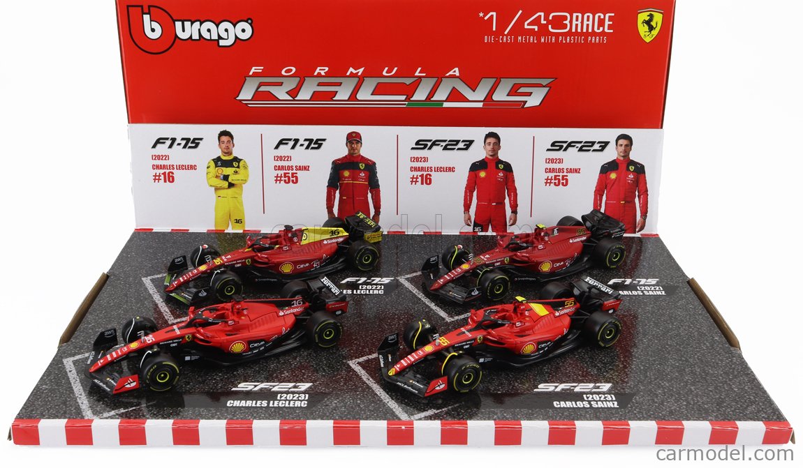 Set 4 machete Formula 1 Ferrari Leclerc/Sainz 2022-2023 - 1/43 Bburago