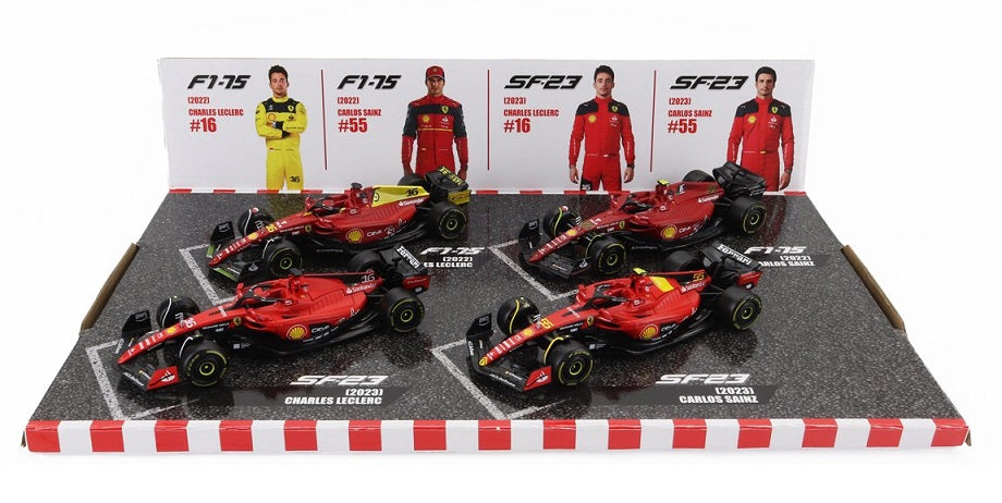 Set 4 machete Formula 1 Ferrari Leclerc/Sainz 2022-2023 - 1/43 Bburago