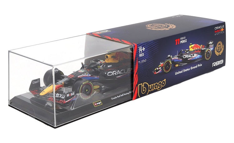Formula 1 Oracle Red Bull Racing RB19 2023 Sergio Perez #11 cu vitrina plexiglass UNITED STATES Grand Prix - 1/24 Bburago