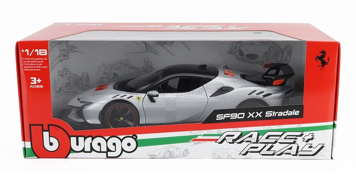 Ferrari SF90 XX Stradale argintiu - 1/18 Bburago