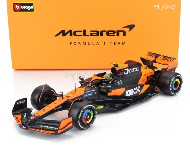 Formula 1 McLaren MCL38 #4 Lando Norris Miami Grand Prix 2024 cu vitrina plexiglass - 1/24 Bburago