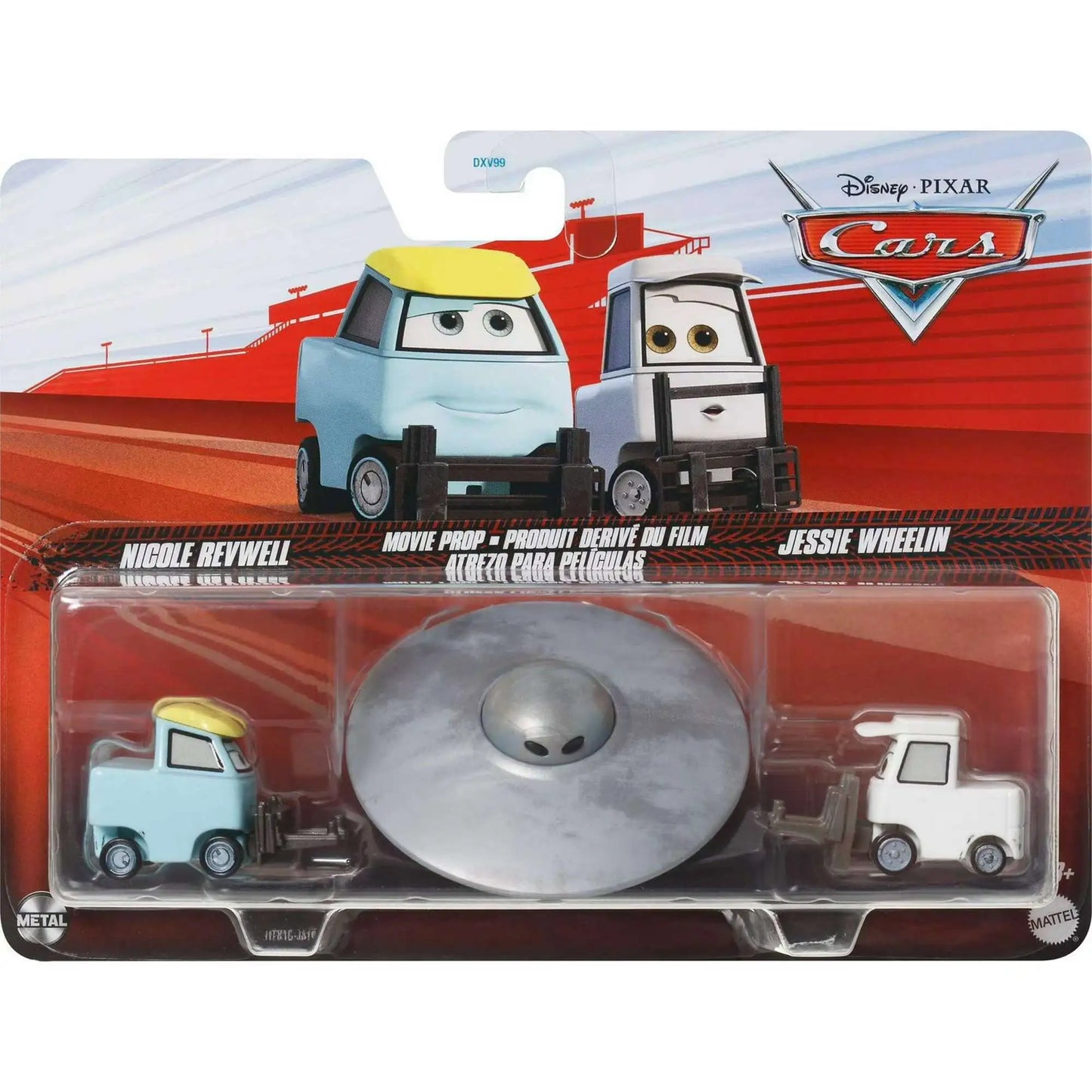 Set 2 masinute metalice Cars Nicole Revwell, Jessie Wheelin si OZN - 1/55 Mattel