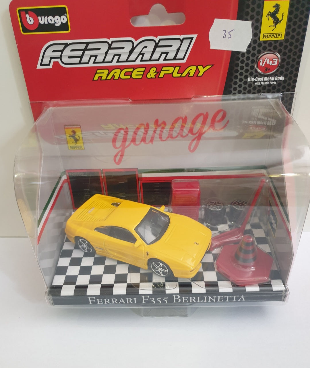 Ferrari F355 Berlinetta galben cu accesorii - 1/43 Bburago