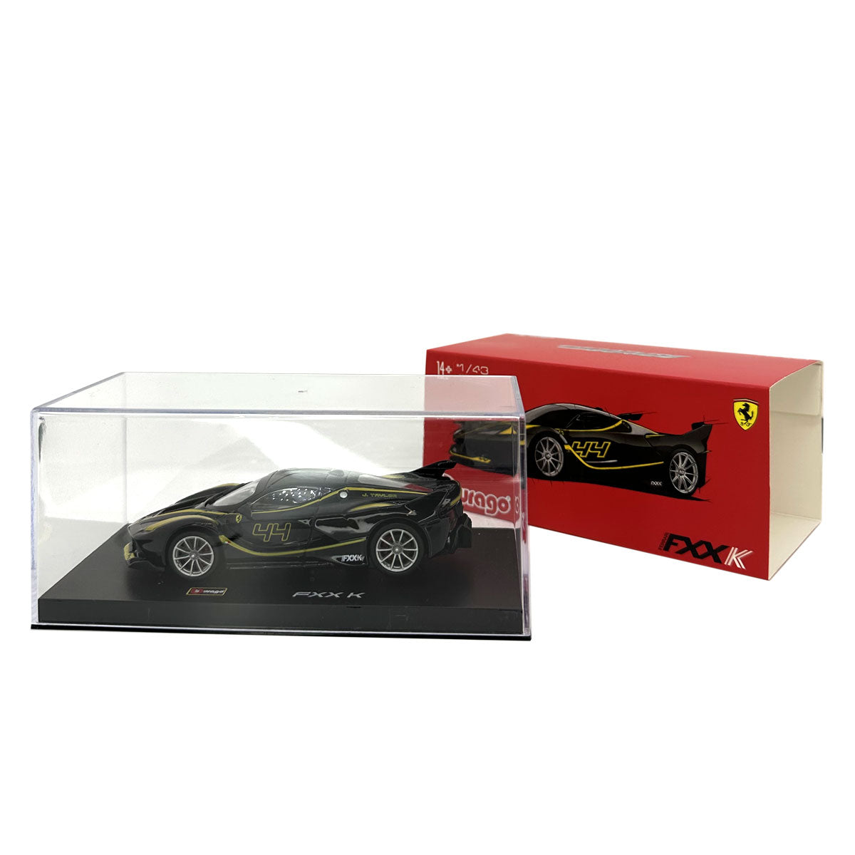 Ferrari Fxxk negru/galben #44 cu vitrina plexiglass - 1/43 Bburago Signature