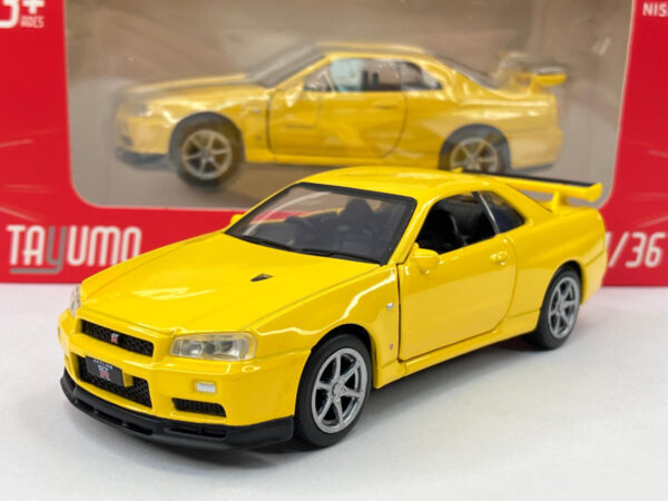 Nissan GT-R34 V-Spec II galben - 1/36 Tayumo