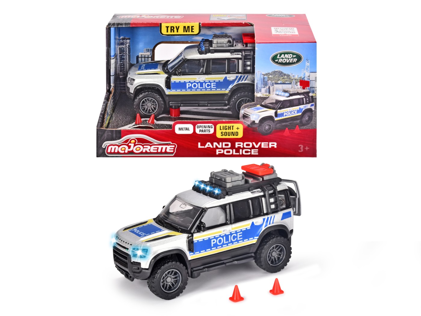 Masinuta Land Rover Police cu lumini si sunete - 1/43 Majorette