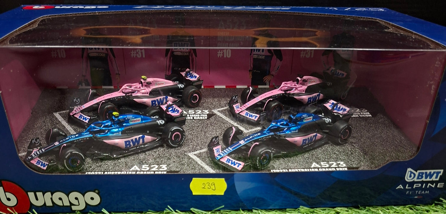 Set 4 machete Formula 1 Gasly #10 & Ocon #31 Alpine A523 Formula 1 2023 - 1/43 Bburago