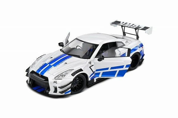 Nissan GT-R R35 LBWK Body Kit Type 2.0 alb/albastru - 1/18 Solido