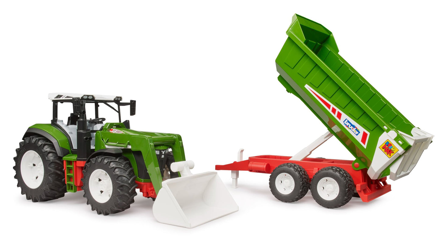 BRUDER 03452 - Tractor Roadmax cu incarcator frontal si remorca basculanta