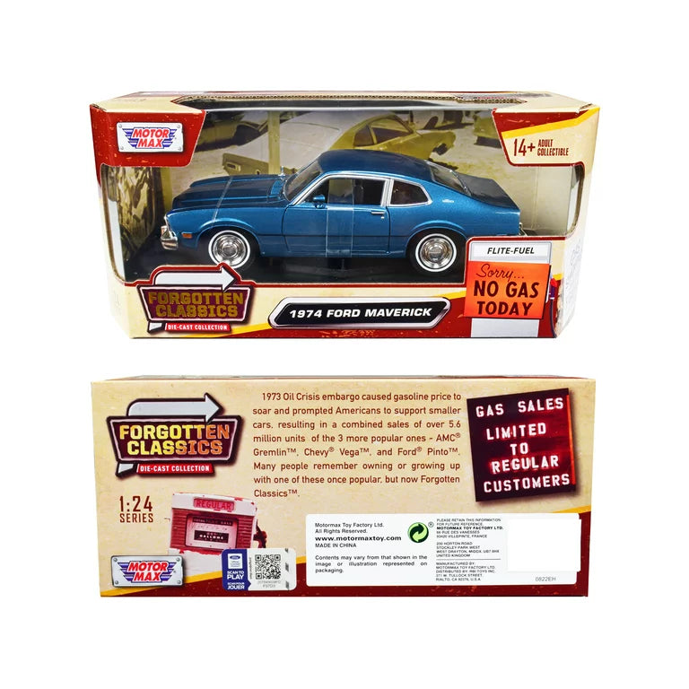 Ford Maverick 1974 albastru - 1/24 Motormax