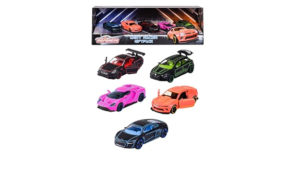 Set 5 masinute metalice Light Racer Giftpack - 1/64 Majorette