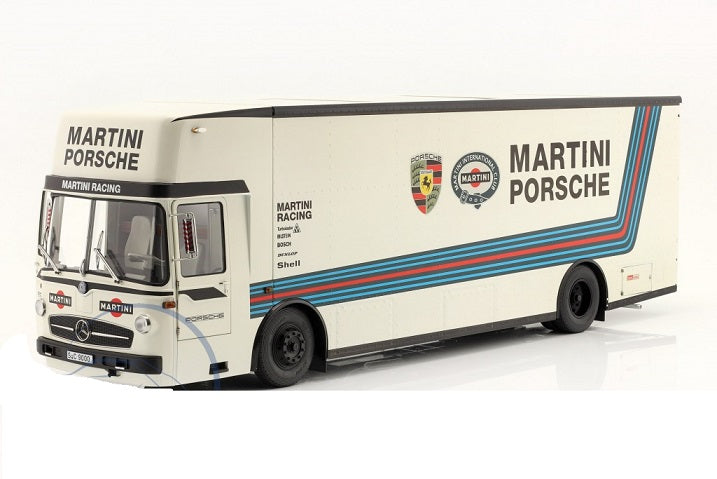 Mercedes-Benz O 317 Renntransporter Porsche Martini Racing - 1/18 Schuco
