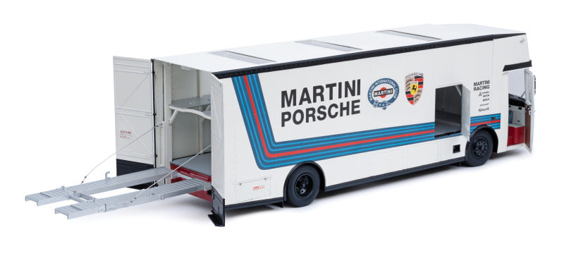 Mercedes-Benz O 317 Renntransporter Porsche Martini Racing - 1/18 Schuco