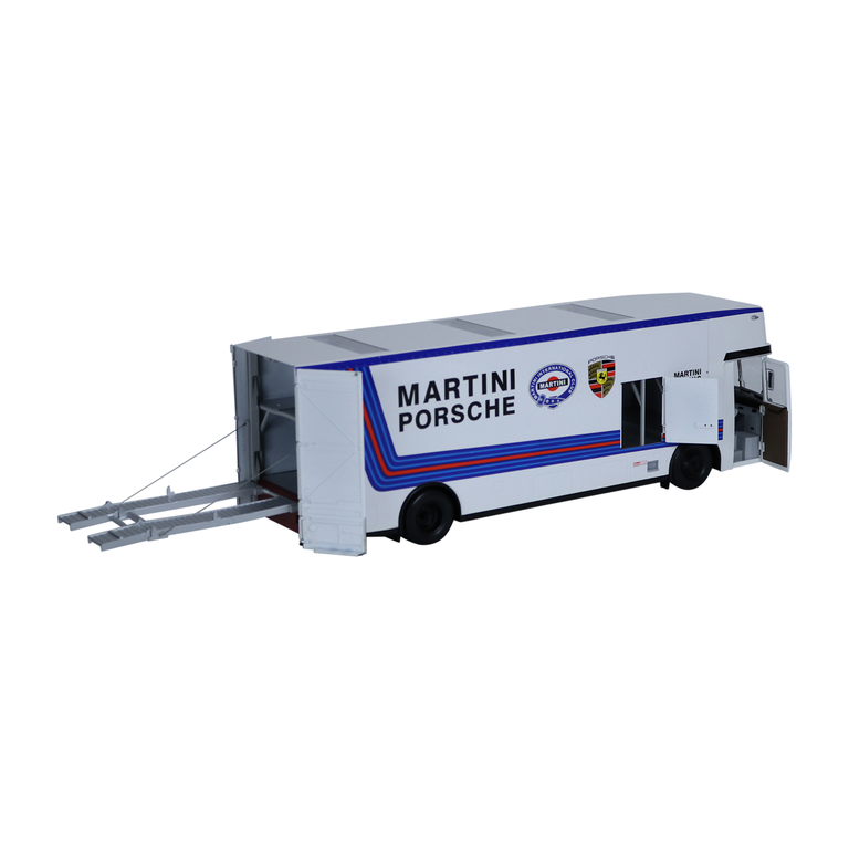 Mercedes-Benz O 317 Renntransporter Porsche Martini Racing - 1/18 Schuco