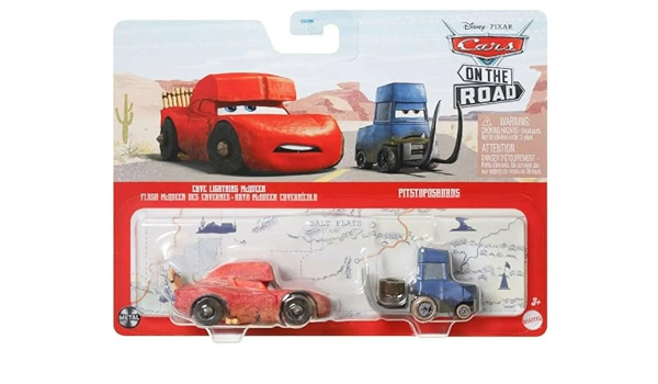 Set 2 masinute Cars - Cave Lightning McQueen si Pitstoposaurus - 1/55 Cars