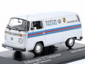 Volkswagen T2 Transporter "Porsche Martini" argintiu 1/627pcs cu vitrina plexiglass - 1/43 Minichamps