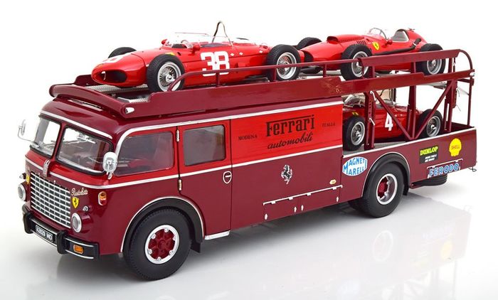 Transportor Fiat 642 RN2 Bartoletti Ferrari Race Car Transporter dark red - 1/18 CMR