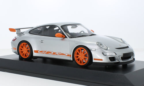 Porsche 911 GT3 RS 2007 (argintiu/portocaliu) - 1/18 Minichamps