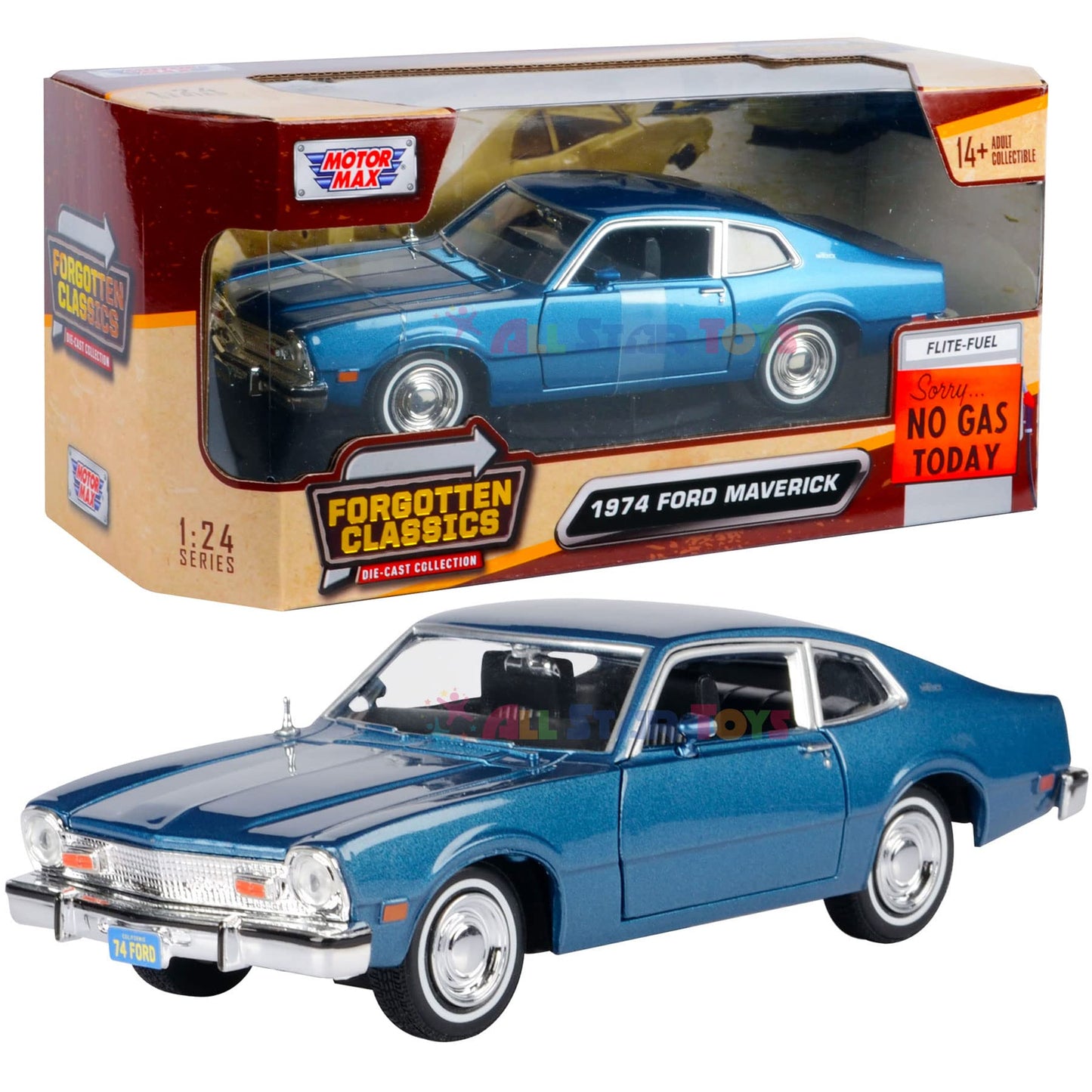 Ford Maverick 1974 albastru - 1/24 Motormax
