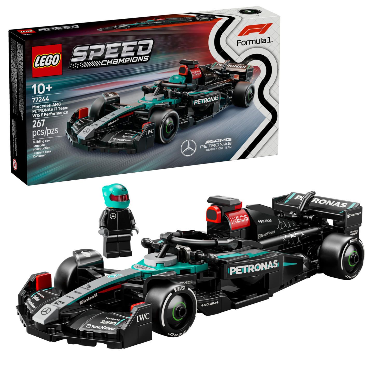 LEGO Speed Champions 77244 - Masina de curse Mercedes-AMG F1 W15 (267 piese)