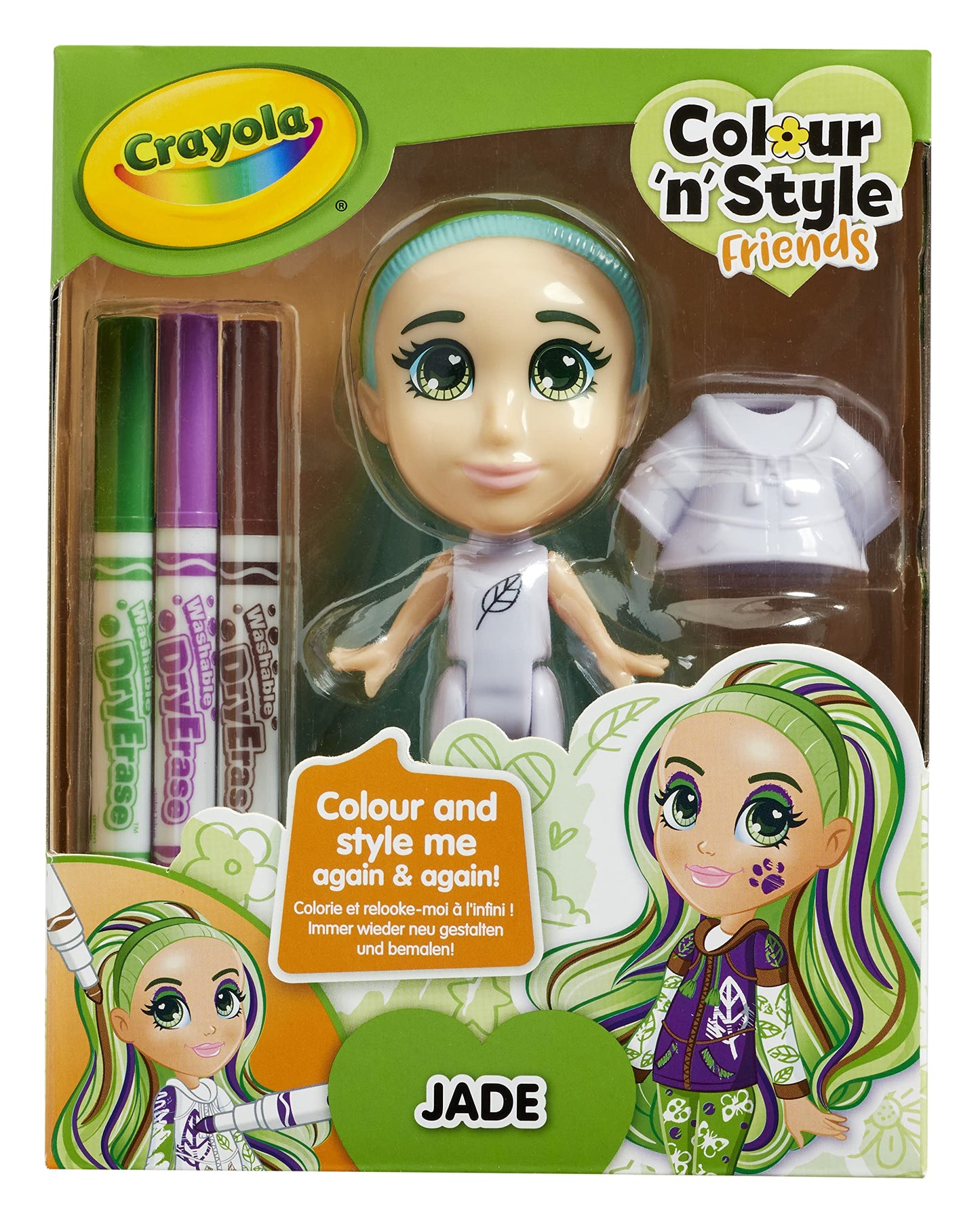 Set Papusa Crayola Color n Style lavabila - Jade