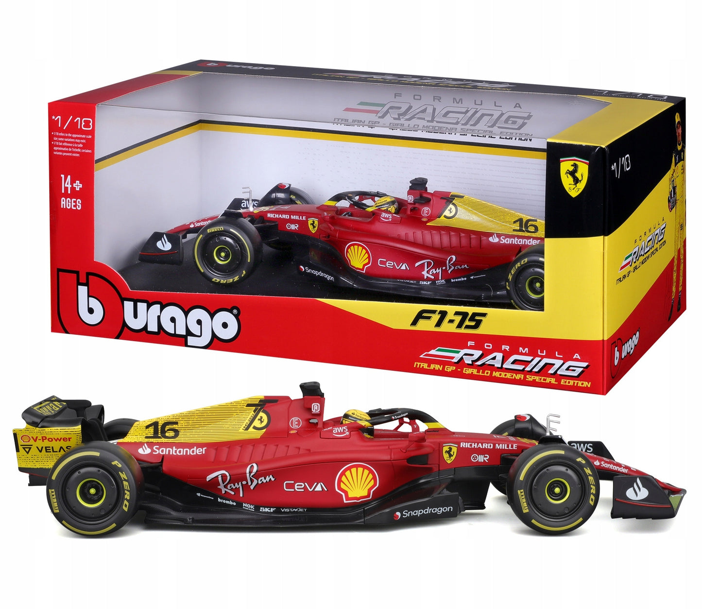 Formula 1 Ferrari F1 F1-75 #16 2nd Italian GP 2022 Charles Leclerc - 1:18 Bburago