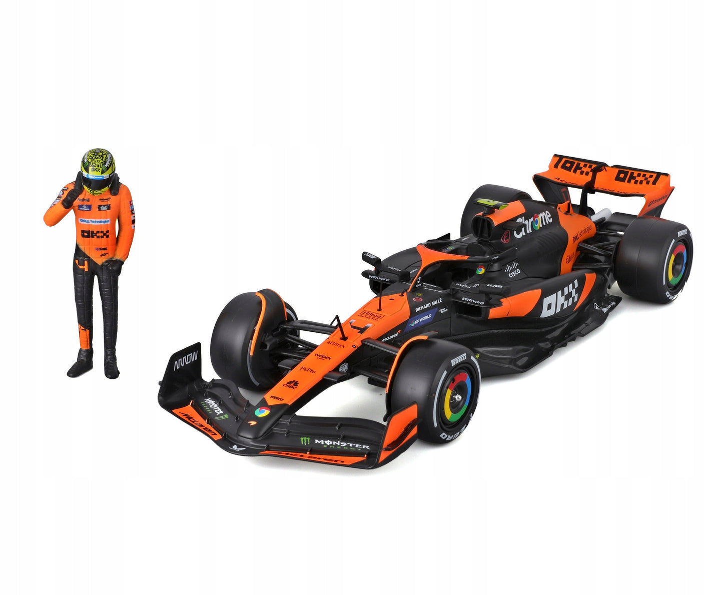 Formula 1 McLaren MCL38 Miami Grand Prix 2024 #4 cu figurina Lando Norris - 1/24 Bburago