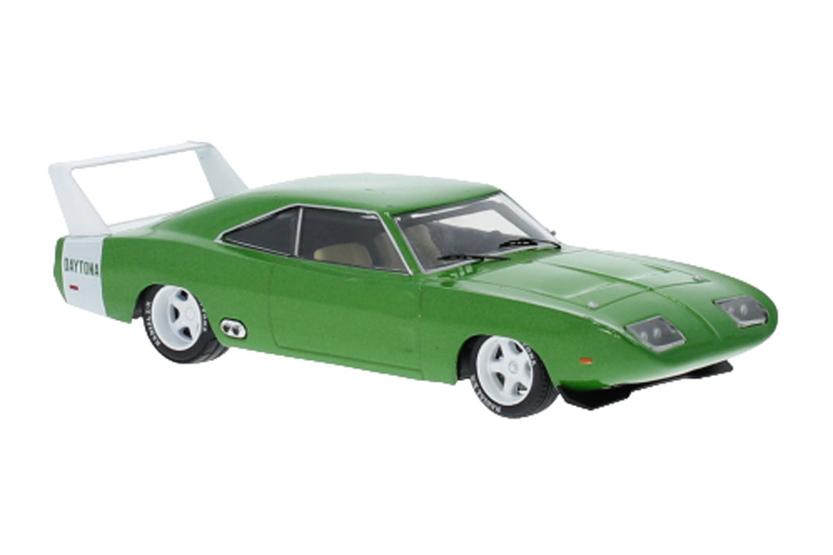 Dodge Charger Daytona 1969 verde/alb cu vitrina plexiglass - 1/43 Ixo Models