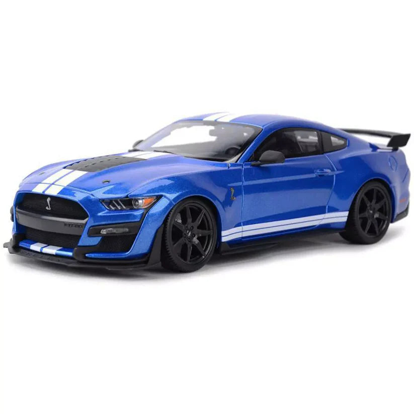 Mustang Shelby GT500 2020 albastru cu dungi albe - 1/18 Maisto