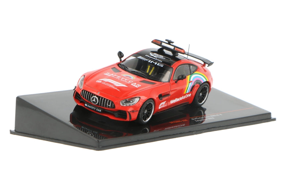 Mercedes-Benz AMG GT-R Safety Car 2020 rosu/curcubeu cu vitrina plexiglass - 1/43 Ixo Models
