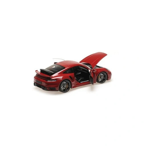 Porsche 911 (992) Turbo S Coupe Sport Design 2021 rosu - 1/18 Minichamps