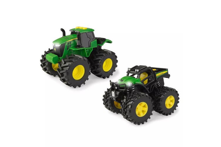 SET 2 Tractorase John Deere - Monster Treads cu lumini si sunete