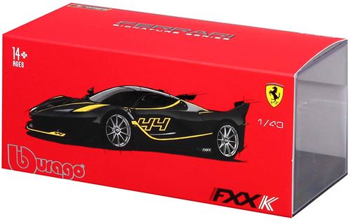 Ferrari Fxxk negru/galben #44 cu vitrina plexiglass - 1/43 Bburago Signature
