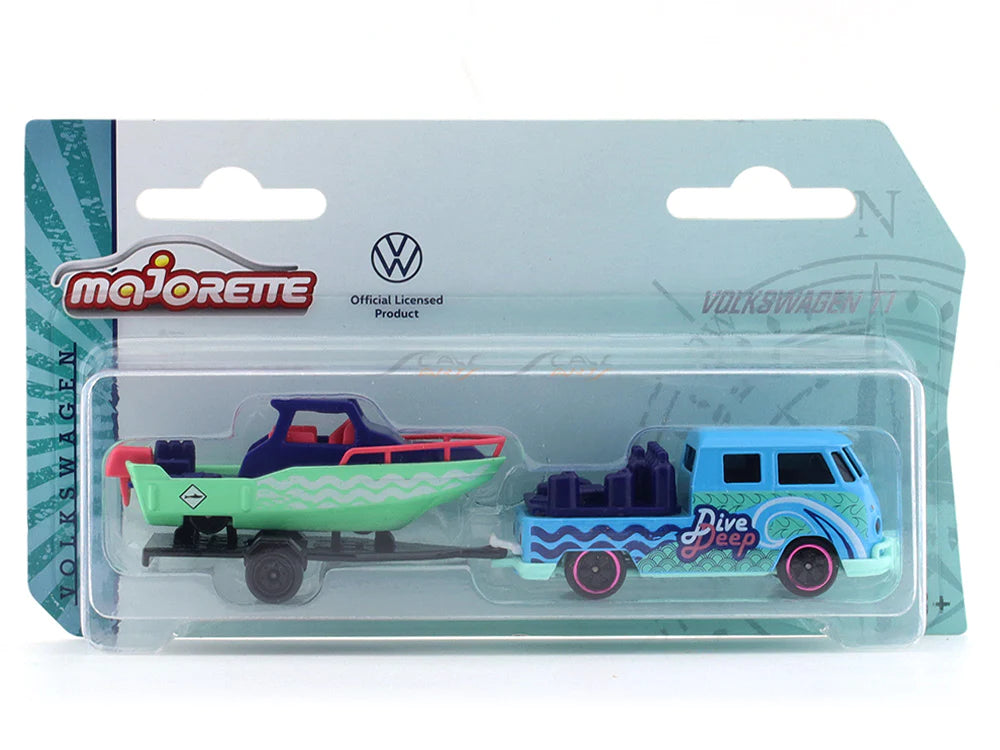 VW T1 cu remorca si barcuta - 1/64 Majorette