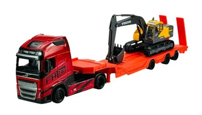 Transportor 40cm Volvo FH16 cu excavator Volvo - 1/43 Bburago