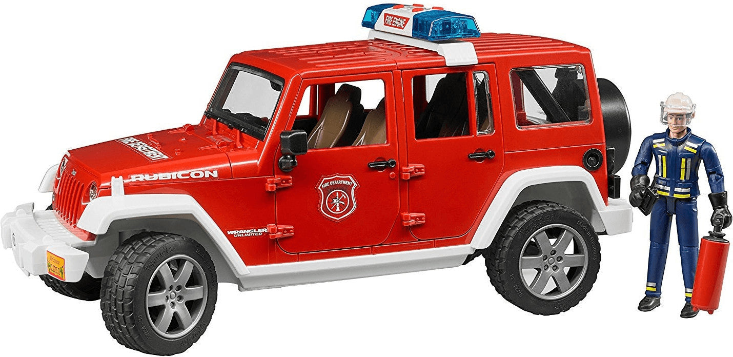 BRUDER 02528 - Masina de pompieri Jeep Wrangler Rubicon cu pompier