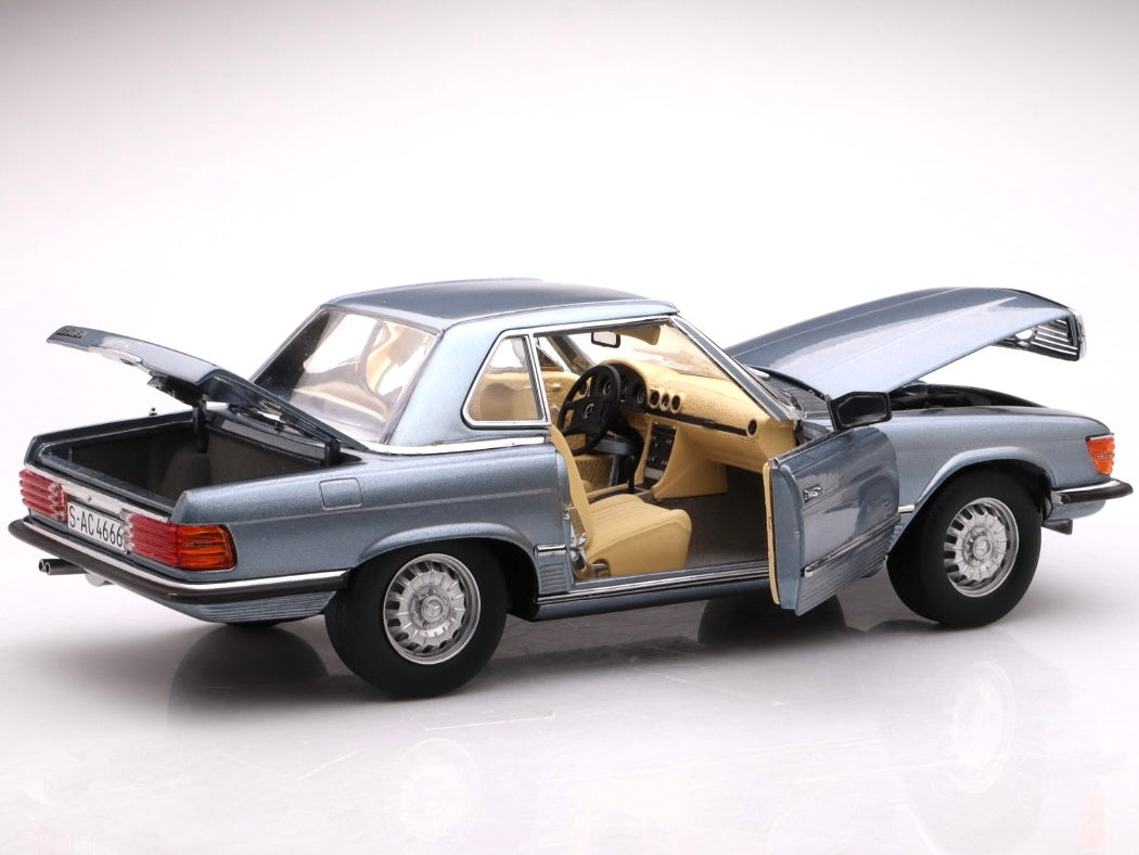 Mercedes-Benz 350 SL 1977 Hard Top bleu grel - 1/18 SunStar