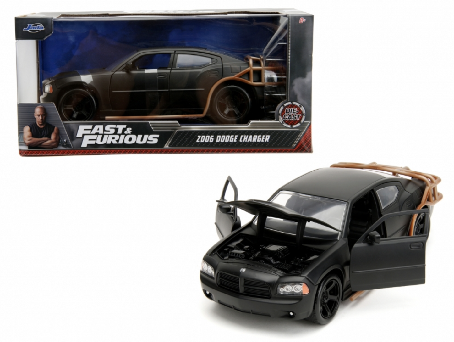 Dodge Charger 2006 negru mat cu grilaj in spate Fast and Furious X - 1/24 Jada