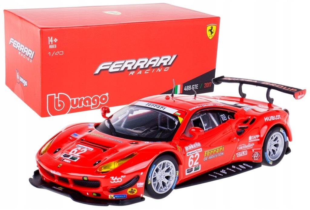 Ferrari 488 GTE rosu 24h Daytona 2017 #62 cu vitrina plexiglass - 1/43 Bburago Signature