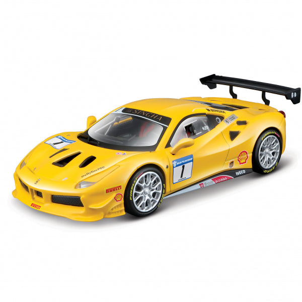 Ferrari 488 Challenge #1 galben cu vitrina plexiglass - 1/43 Bburago Signature