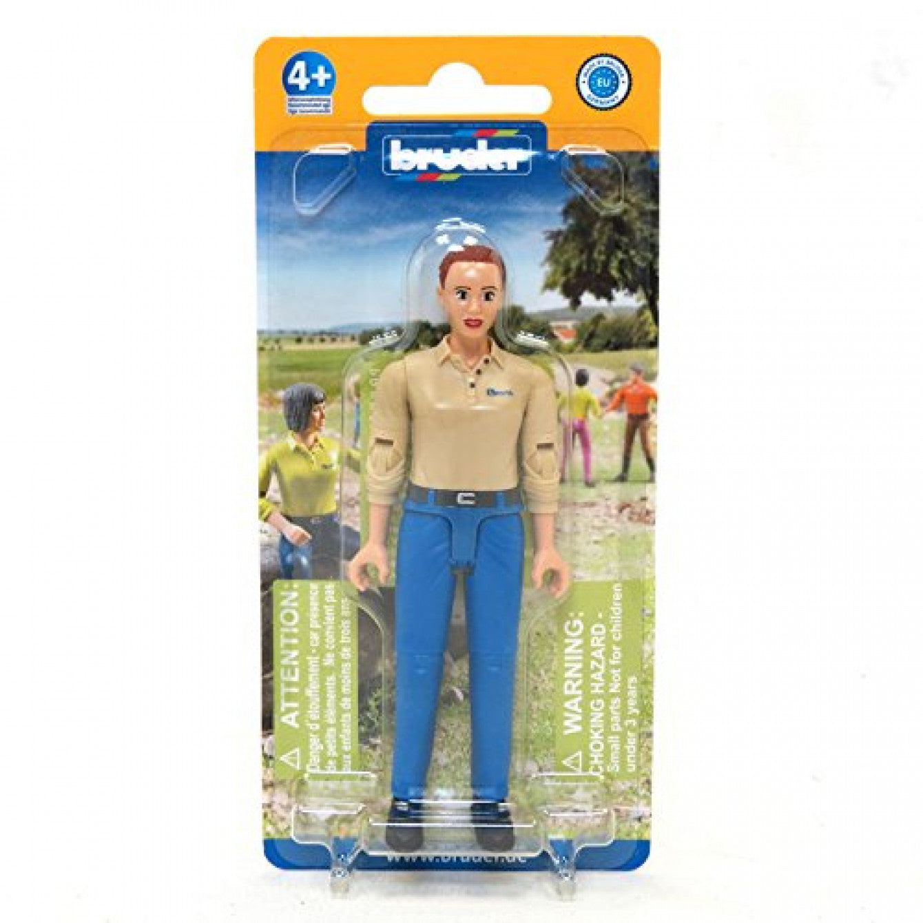 Figurina Femeie cu pantaloni albastri si camasa bej 10cm 60408 - Bruder