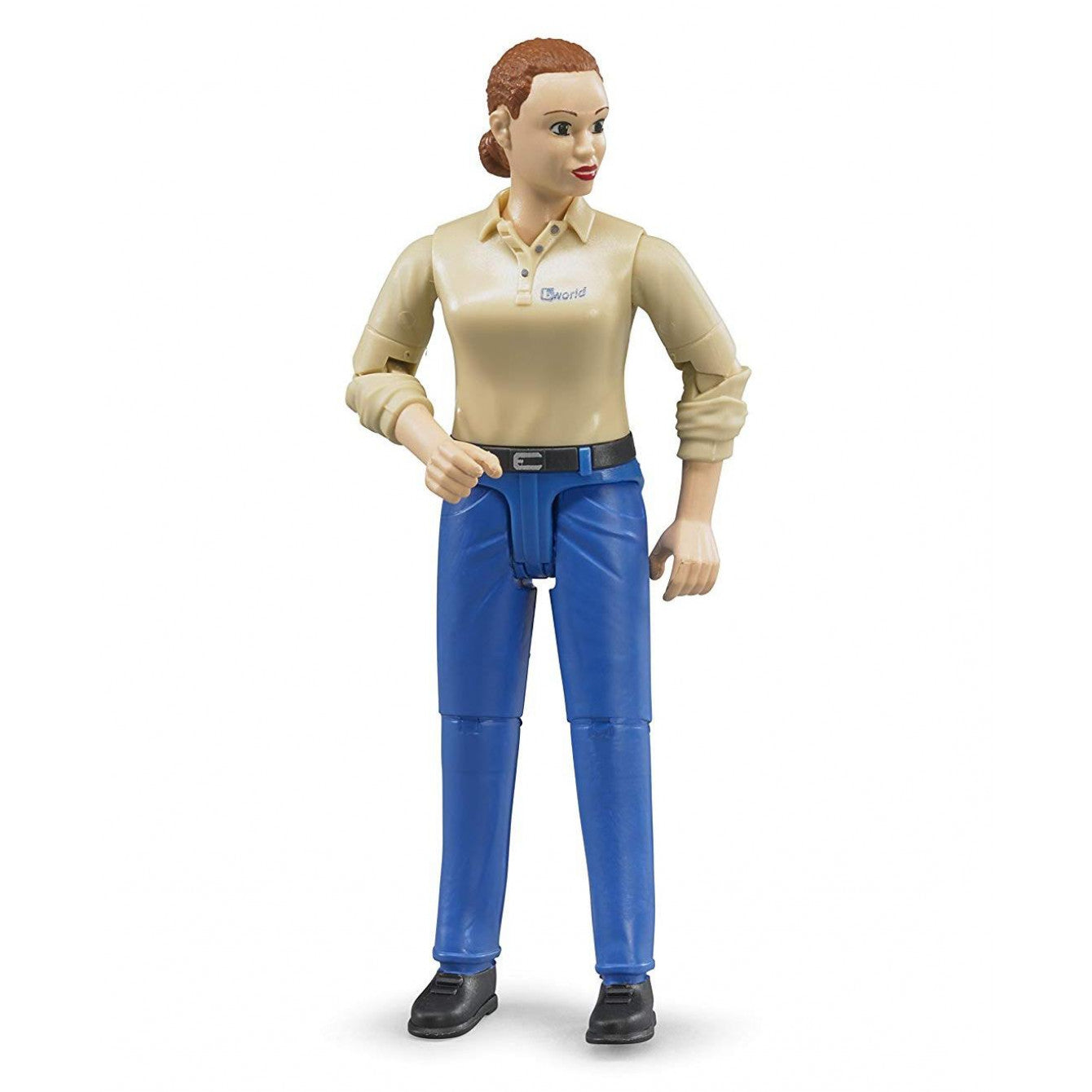 Figurina Femeie cu pantaloni albastri si camasa bej 10cm 60408 - Bruder