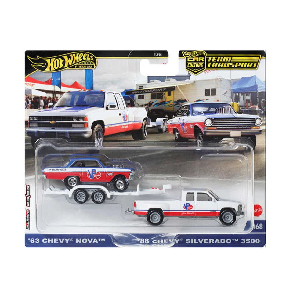 Set 2 masinute Chevy Silverado 3500 1988 si Chevy Nova 1963 - 1/64 Hot WHeels Premium