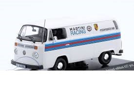 Volkswagen T2 Transporter "Porsche Martini" alb 1/627pcs cu vitrina plexiglass - 1/43 Minichamps