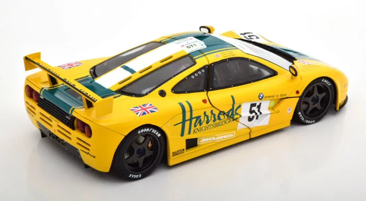 McLaren F1 GTR galben/verde #51 cu vitrina plexiglass - 1/43 Altaya